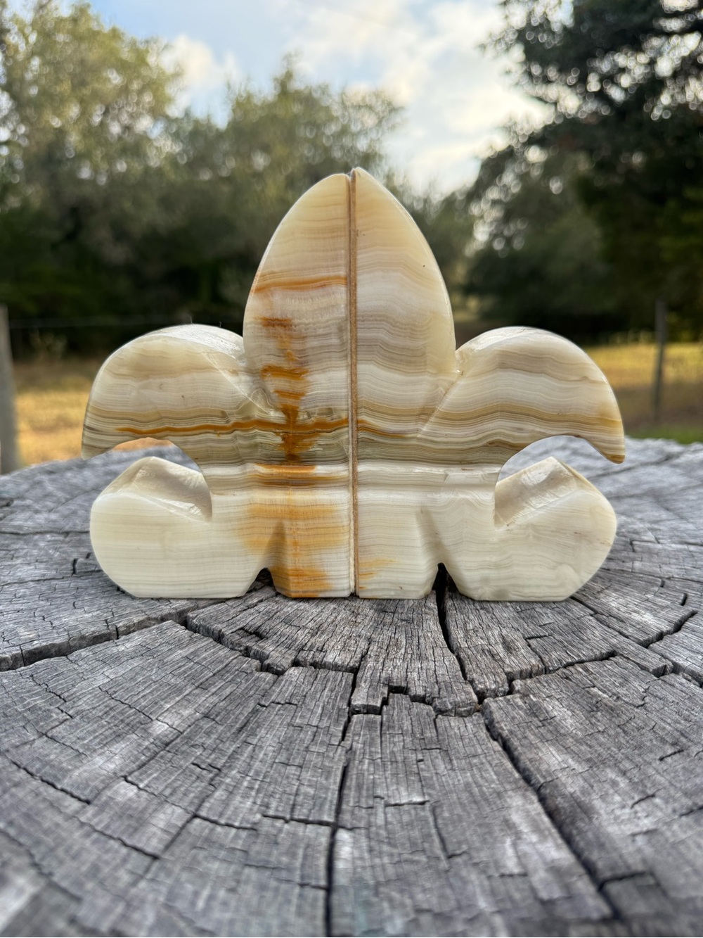 Vintage Onyx Fleur-de-Lis Bookends
